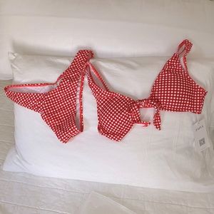 Zaful red and white gingham bikini set